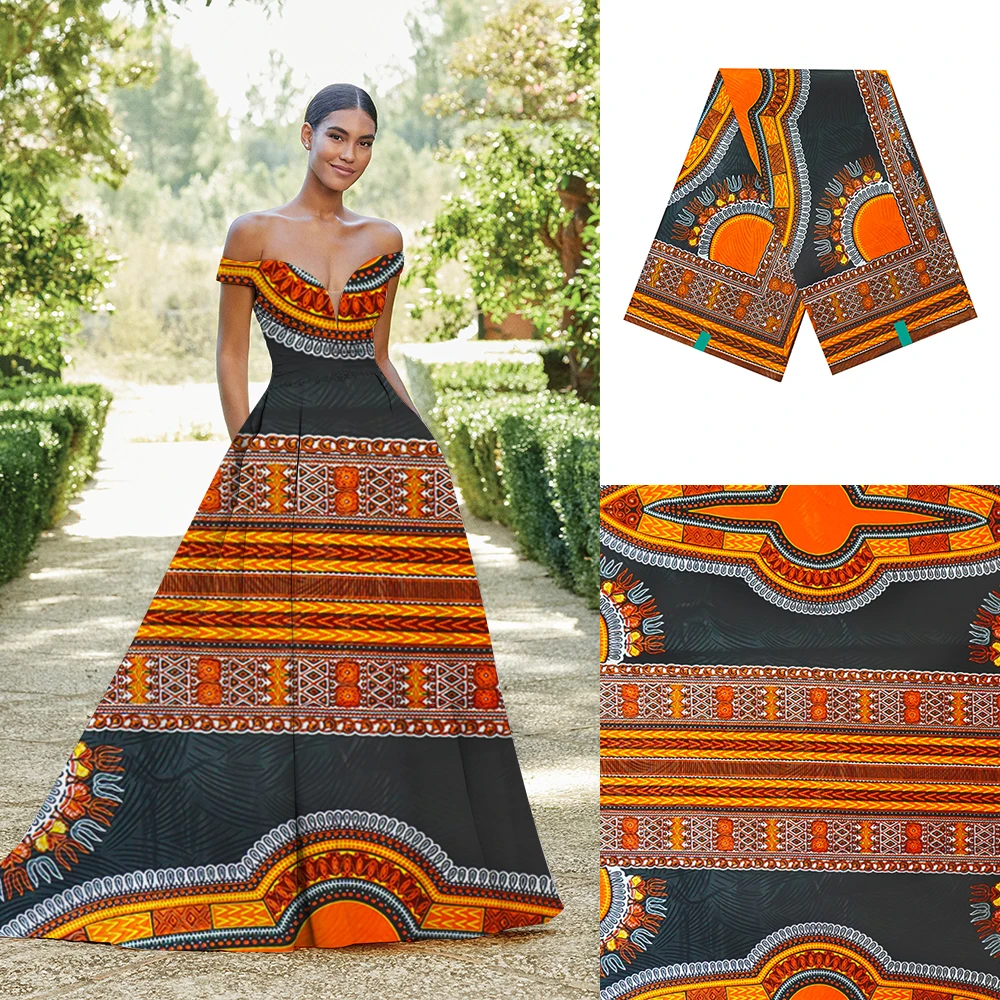 Veritable Ankara Wax Fabric, Guaranteed Real Wax Print, African Pagne, 100% Cotton, Soft, 6 Yards for Dresses