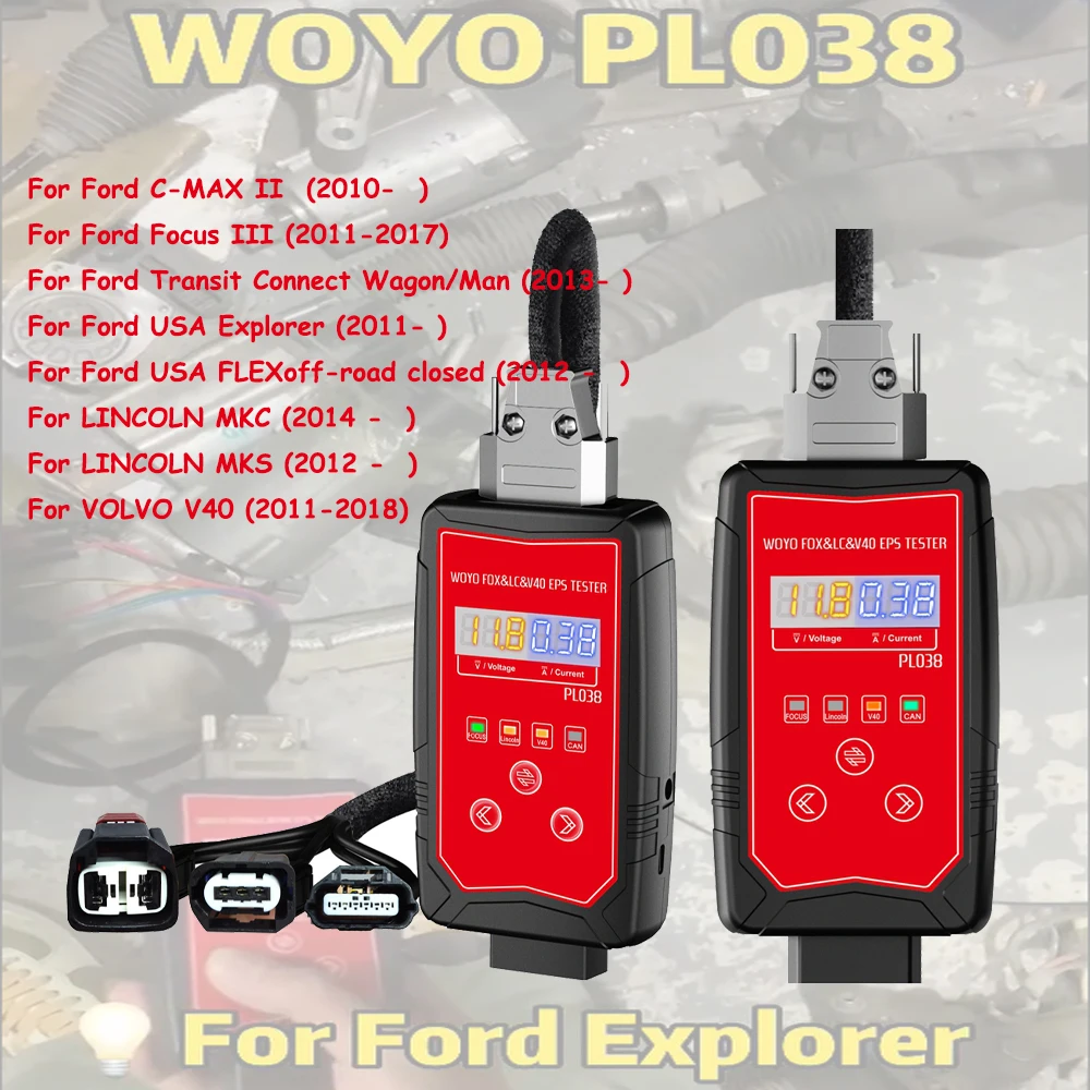 WOYO PL038 Steering Machine Tester for Ford Lincoln Vo-lvo Steering Gear Test Platform OBD Iron Shell Steering Wheel Motor