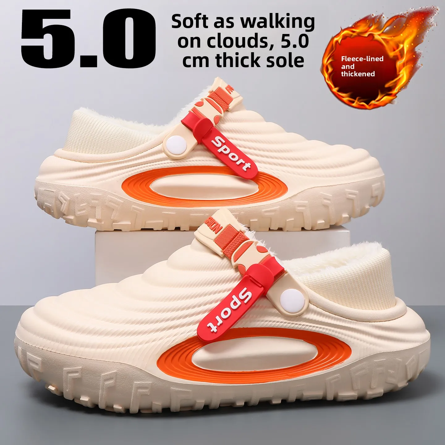 Large Size Cotton Slippers for Men Winter New Anti-Slip Warmth Insulation Thickened Waterproof Outdoor with Back Heel Cotton ...