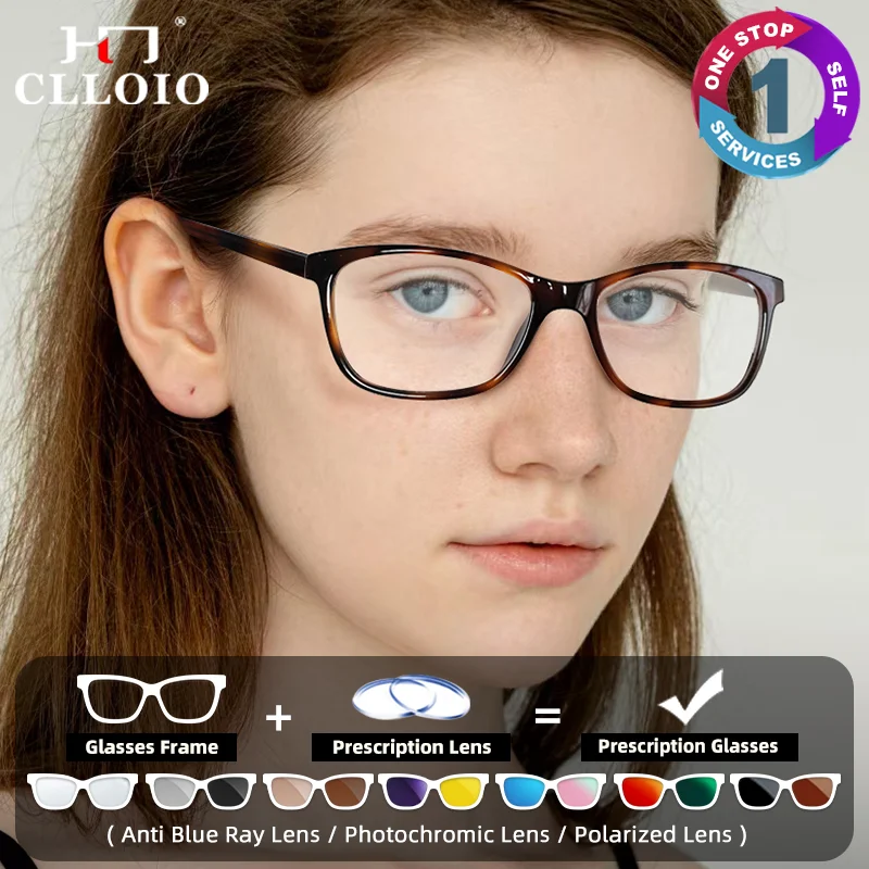 

CLLOIO Women Simple Square Optical Myopia Prescription Glasses Anti Blue Ray Photochromic Eyeware Progressive Reading Eyeglasses