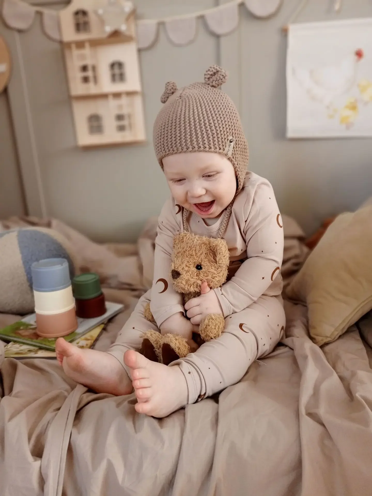 Vêtements de nuit chauds en coton à fibres courtes pour enfants, Style nordique, automne/hiver, pour garçons et filles, vêtements de maison à manches longues