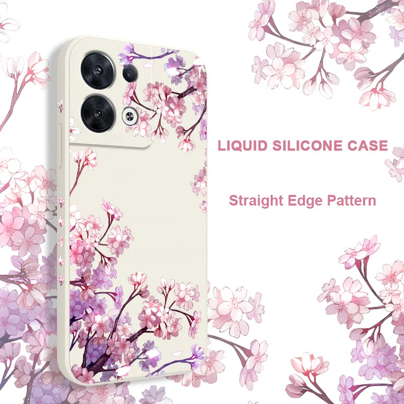 Falling Flowers Phone Case For OPPO Reno 10 8 8T 8Z 7 7Z 6 5 Pro 4G 5G F19 F9 Pro Plus Liquid Silicone Cover