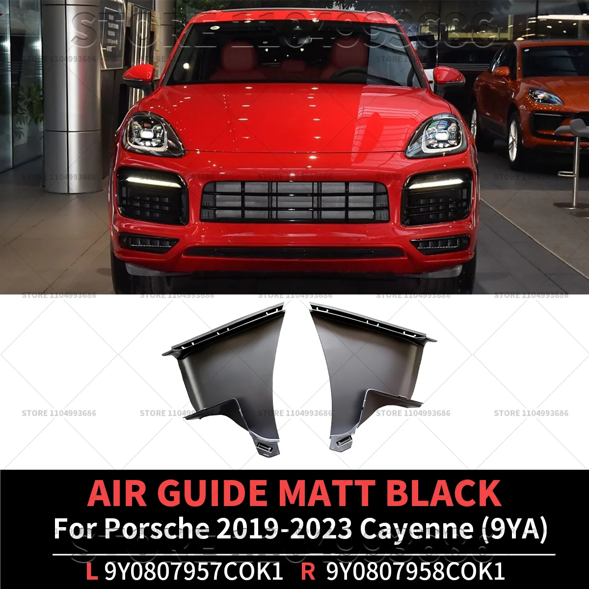 For 2019-2023 Porsche Cayenne (9YA) Air Guide Matt Black Left And Right OEM 9Y0807958C 9Y0807957C 9Y0807957COK1 9Y0807958COK1