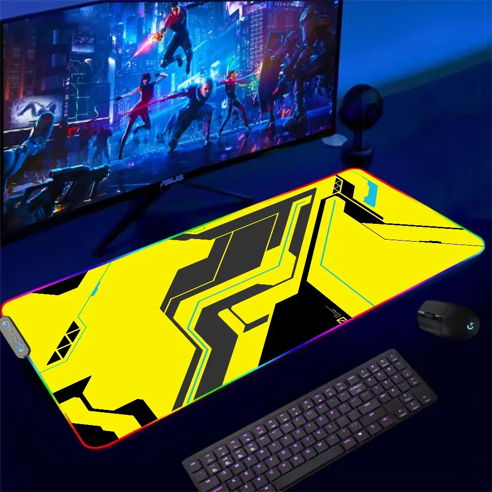 C-Cyberpunk Cool Hot For Rgb Mouse Pad Xxl Steelseries Laptop Mat Gaming Mousepad Backlit Keyboard Gamer Girl Table Pads Deskpad