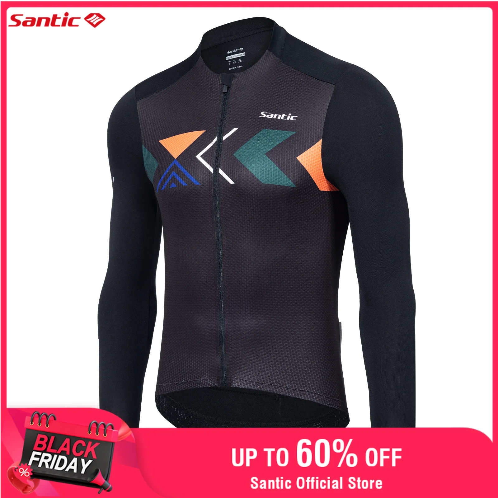 

Santic Men's Cycling Jerseys Summer Bicycle Long Sleeve Jerseys Breathable Outdoor Sweatshirt Reflective Quick Drying KM25C01179