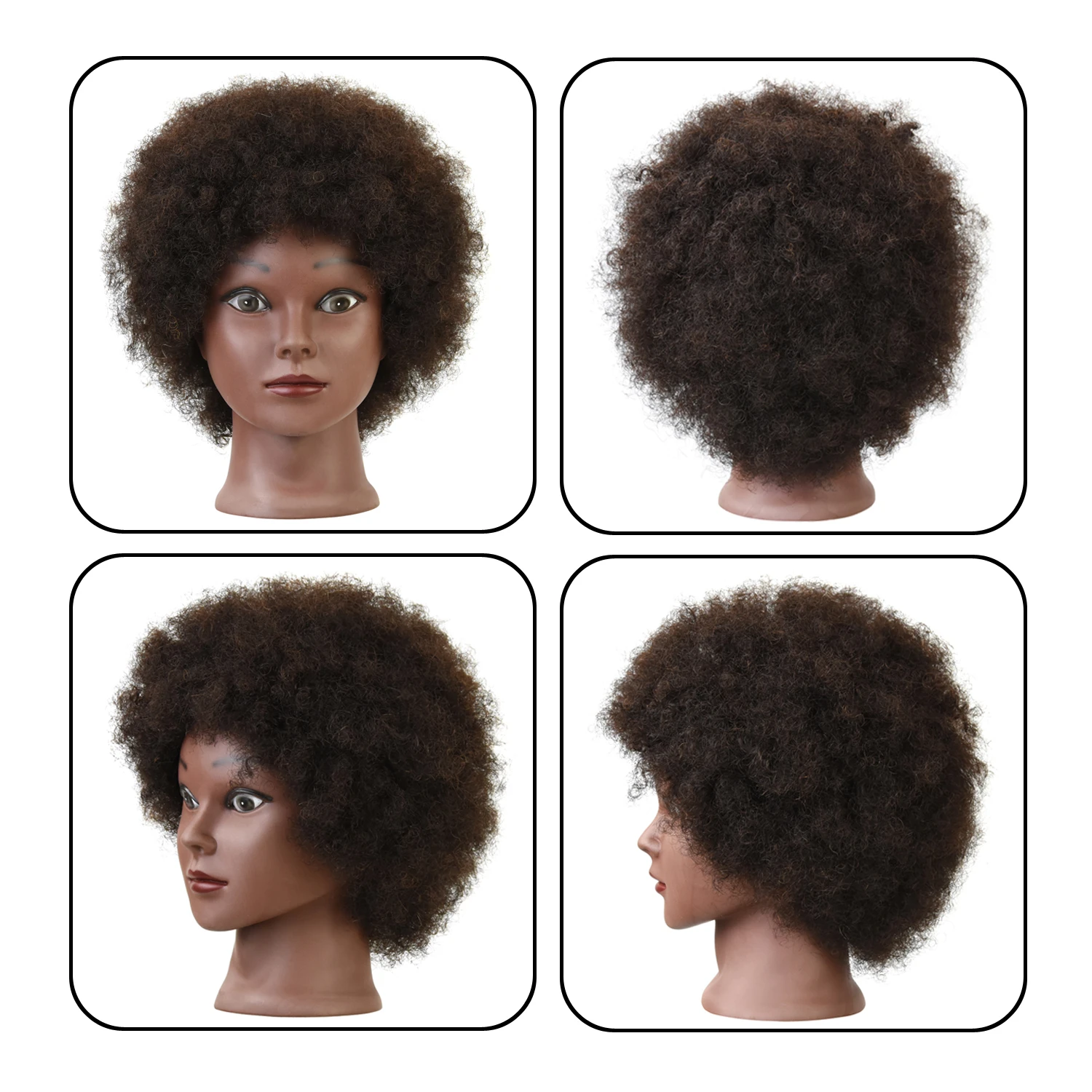 1 Set Afro Mannequin Head to Practice Hair Styles Hair Dresser 100% Human Hair Doll Head for Hair Styling