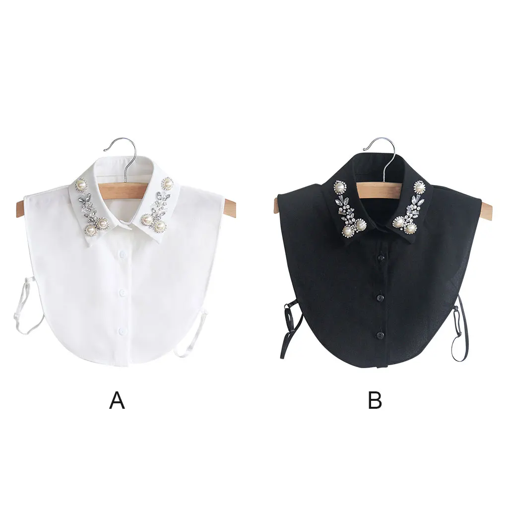 Women Fake Collar Shirt Detachable Beaded False Collars Embroidery Tops Clothes Sweater Decoration Clothing Accessories