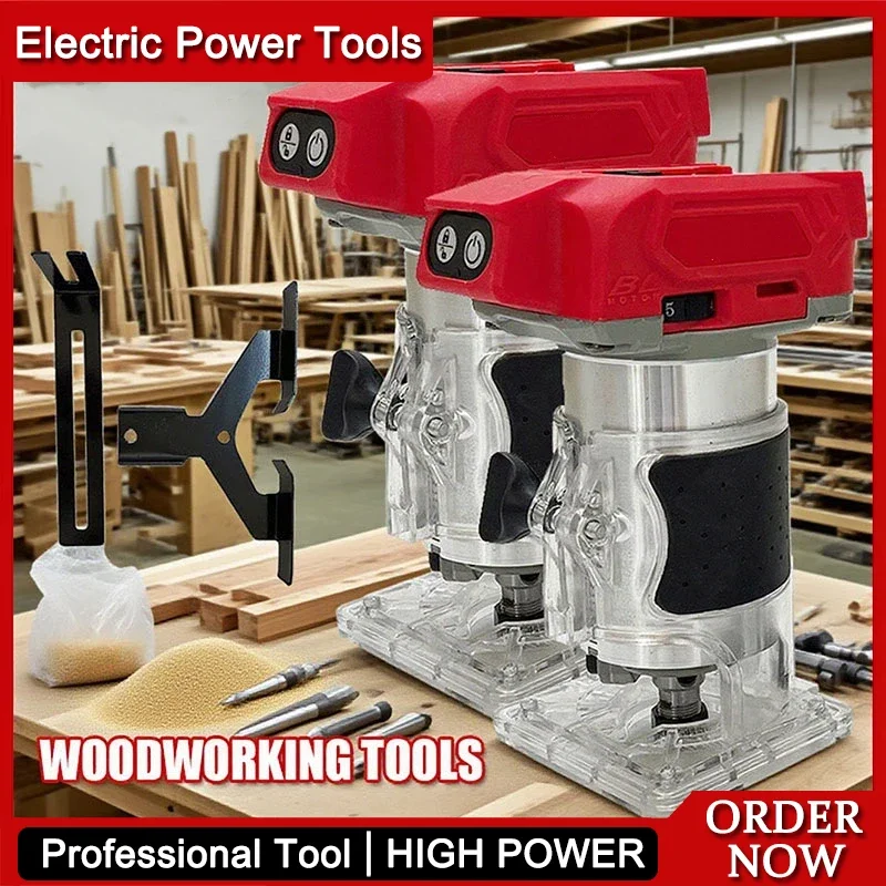 

Подходит для бесщеточного электрического триммера Milwaukee, 800 Вт, 30000 об/мин, беспроводной компактный фрезерный станок, 5 скоростей, деревообрабатывающий обрезной станок для 18 В