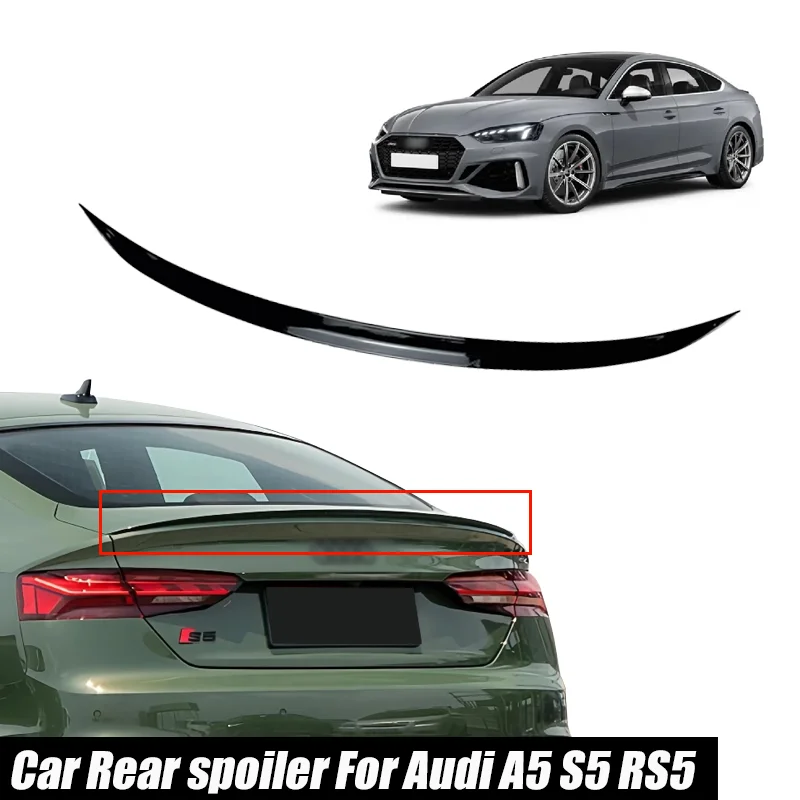 Pour Audi accessoires A5 S5 RS5 A3 A4 A6 berline S ligne voiture aile arrière coffre queue Spoiler lèvre caoutchouc noir plastique souple brillant noir