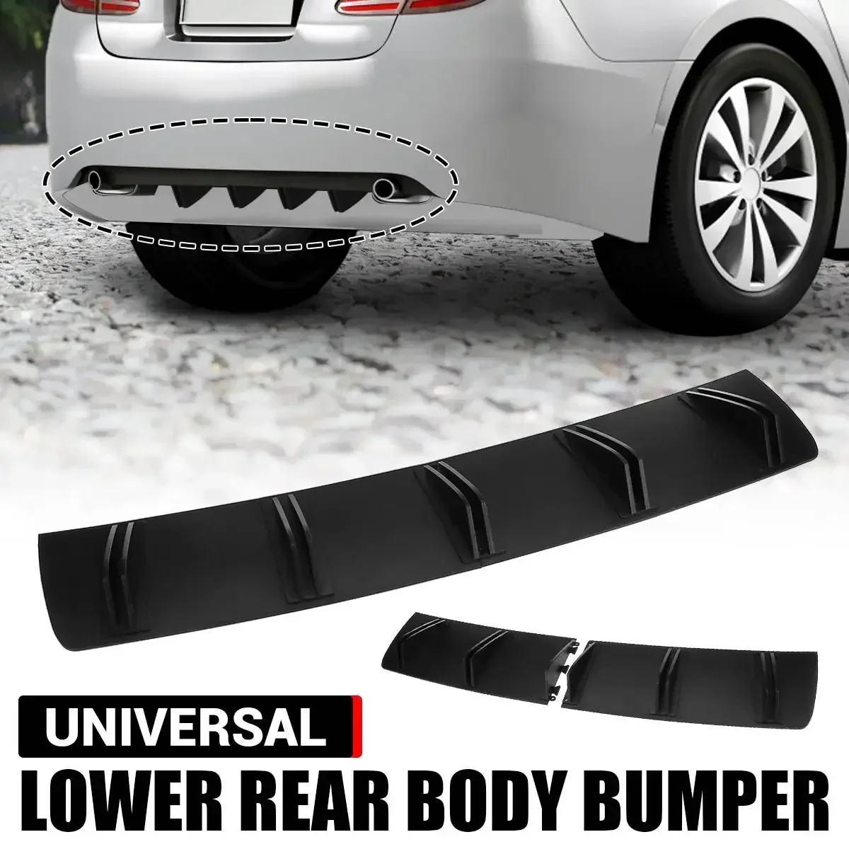 

Universal Car Rear Bumper Lip Spoiler Lower Rear Body Bumper Protector 5 Shark Fin Decoration Anti-Collision