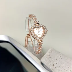 Stylish Cute Heart & Sparkling Rhinestone Quartz Women's Watch - Chic, Adjustable, and Accurate