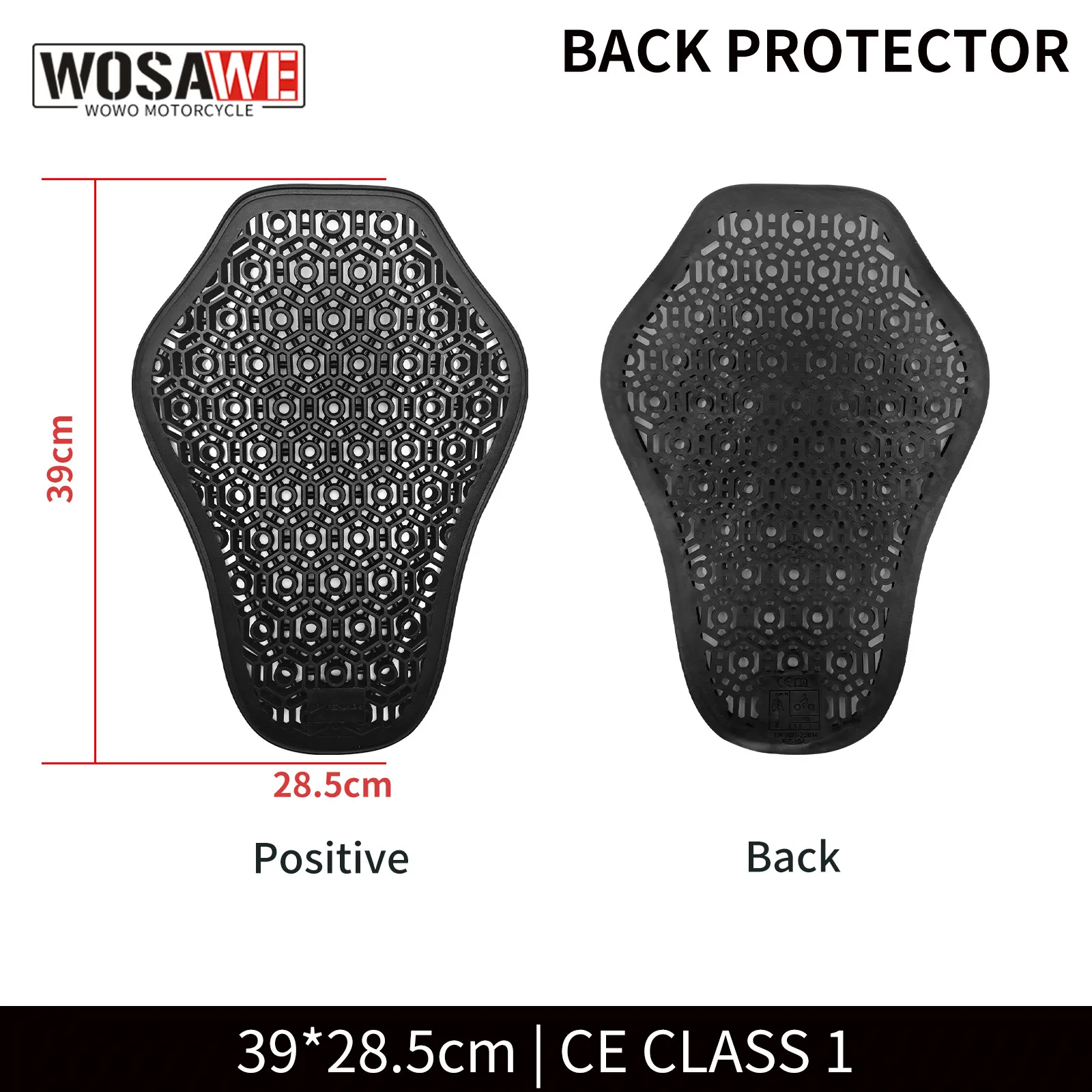 

WOSAWE Motorcycle Armor CE certified Jacket Insert Back Protector High elasticity Rider Armor Back Spine Protective Pad