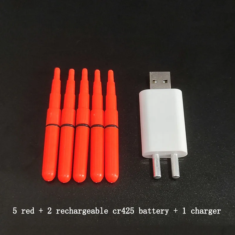 5pcs/lot Fishing Lamp With Rechargeable CR425 Battery Electric Light stick Night Fishing Tackle Accessory Luminous Float A593