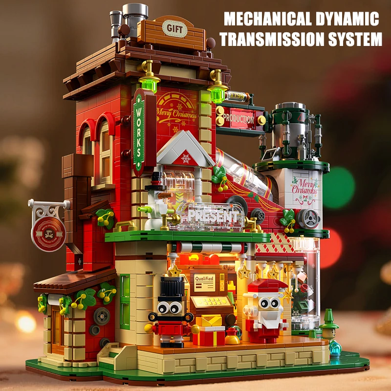2782PCS Kerstcadeaus Bouwstenen Ornament DIY Bouw Blokkeren Fabriek Model Educatief Speelgoed Voor Kinderen Jongen Meisjes