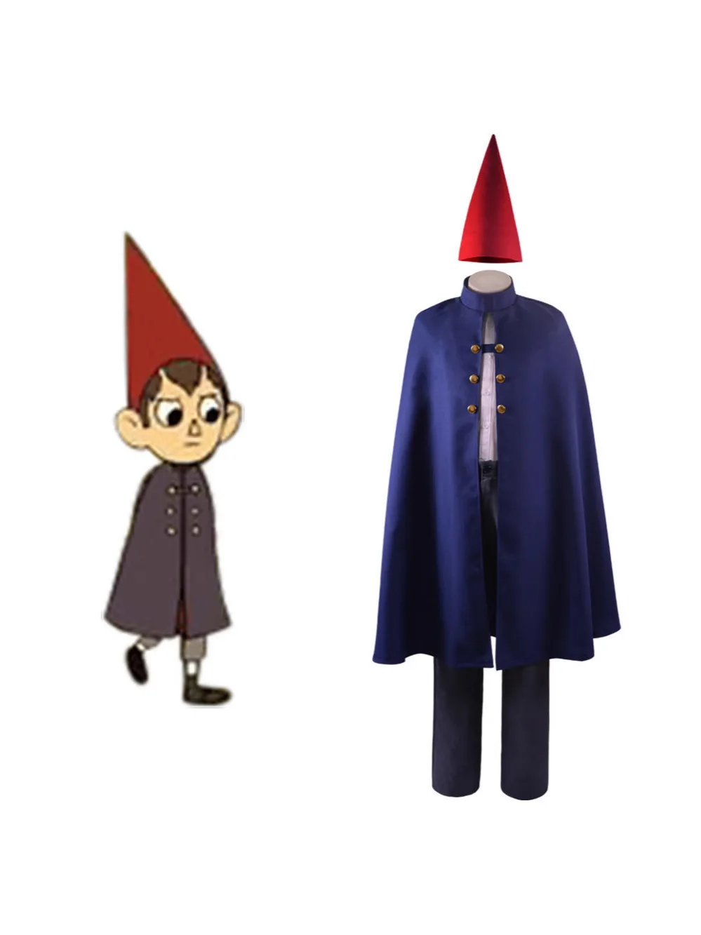 

Wall Over The Garden Cosplay Costume Full Set for Kids Blue Cape and Red Hat Cosplay Halloween Party Role Play Outfits for Boys