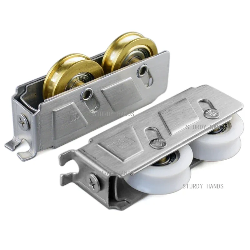 2pcs/lot Panning Cupboard Door Stainless Steel Double Wheel Roller Sliding Doors Windows Sliding Track Pulley Furniture Hardware