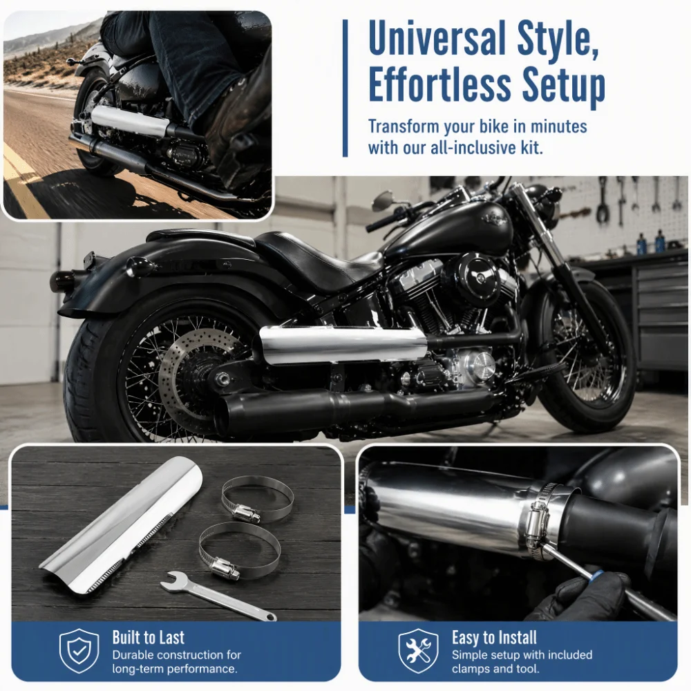 Durable Bent Shape Exhaust Heat Shield Easy Installation Silver Motorcycle Heat Shield Exhaust Muffler Guard Burn Protection
