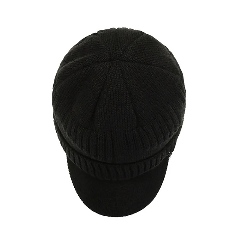 Unisex Warm Winter Hats Stylish Add Fur Lined Soft Beanie Cap With Brim Thick Winter Knitted Hats For Men & Women Dropshipping