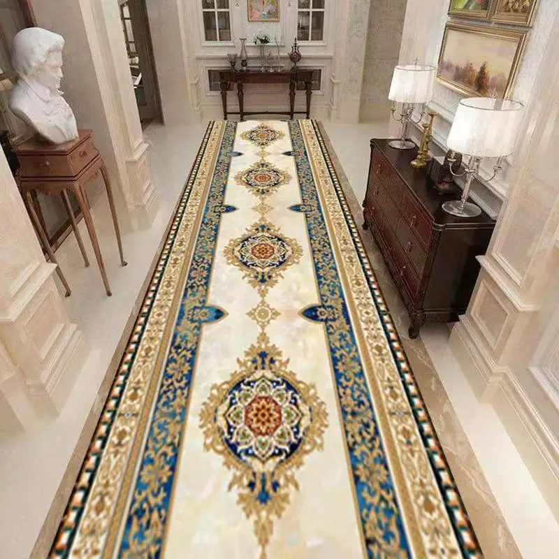 

Classical European Lobby Long Hallway Stairs Luxury Carpet Hall Entrance Home Decor Corridor Aisle Runner Customable Wedding Rug