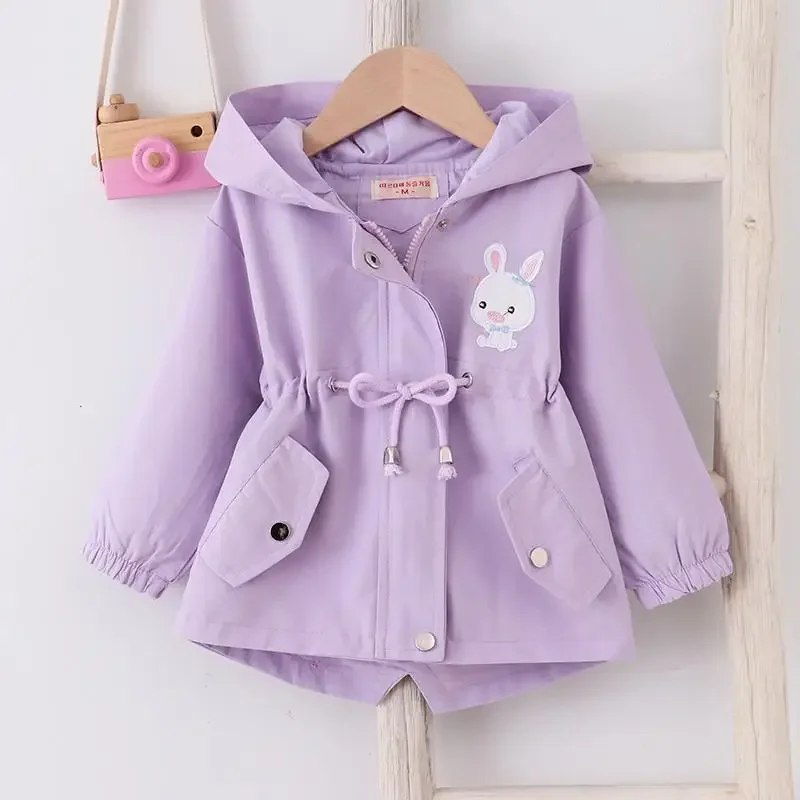 Girls Jacket 1-6 Year Baby Spring Autumn Casual Windbreaker Kid Outerwear Cute Rabbit Hooded Baby Toddler Coat Children Clothing