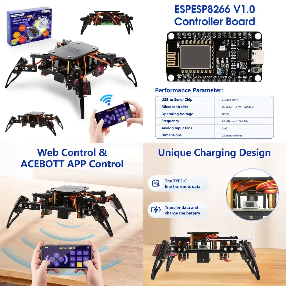 Smart DIY Spider Kit for Kids Children and Adults Arduino Starter Coding STEM Educational Learning Toy Robotics Set