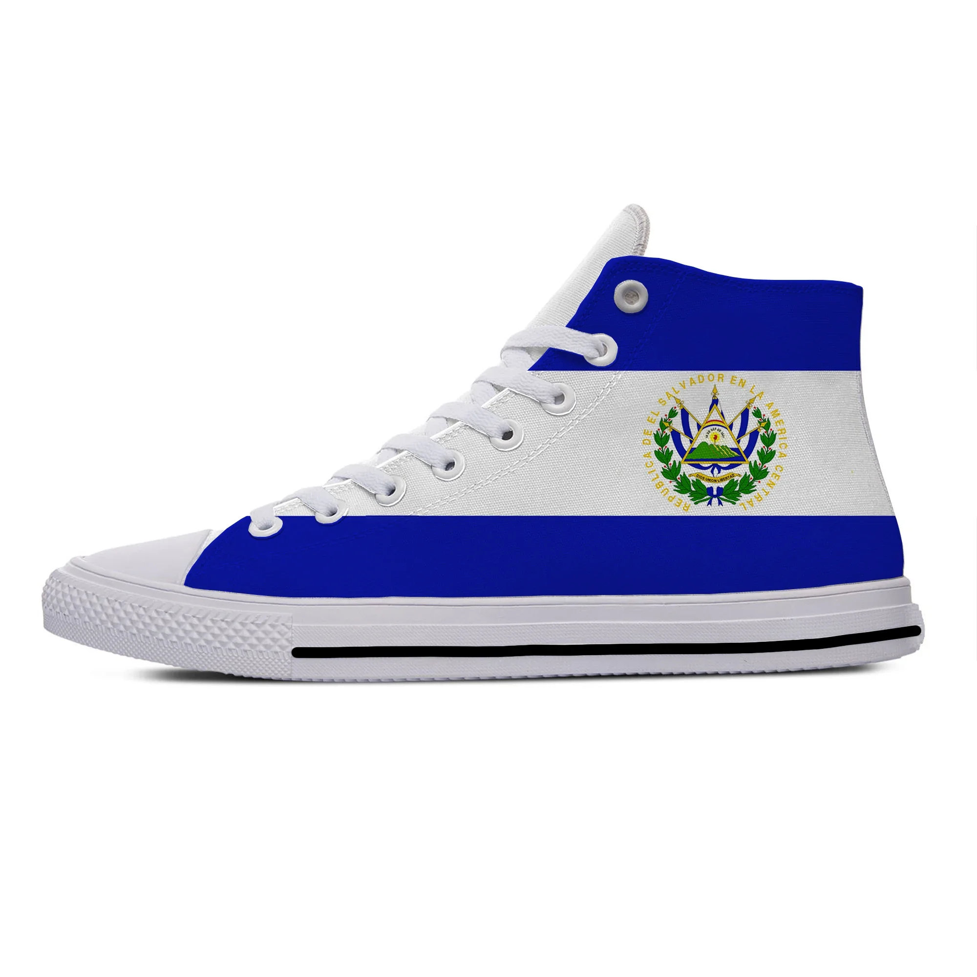 Hot Summer El Salvador Flag Popular Funny Novelty Casual Board Shoes High Top Lightweight Breathable Men Women Latest Sneakers