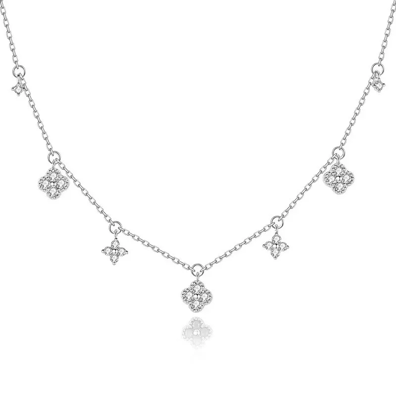 

CCFJOYAS High Quality 925 Sterling Silver Mini Cute Flower Pendant Necklace for Women Wedding Party Elegant Exquisite Necklace