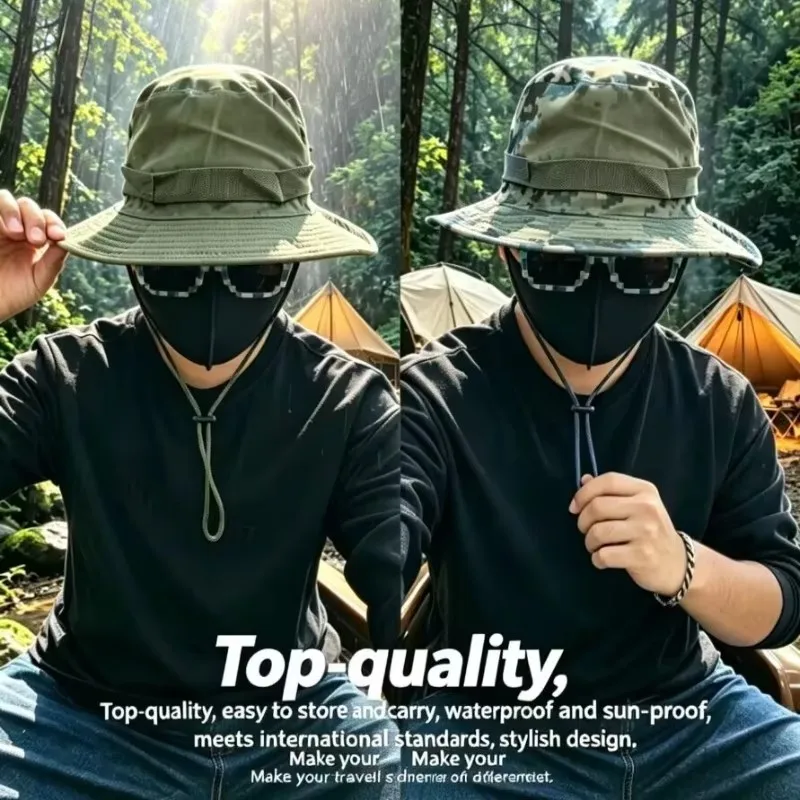 2026 Outdoor Camping Camouflage Hat, Fishing Hat, Tourist Fisherman Hat, Benny Hat, Men's and Women's Sun Protection Hat
