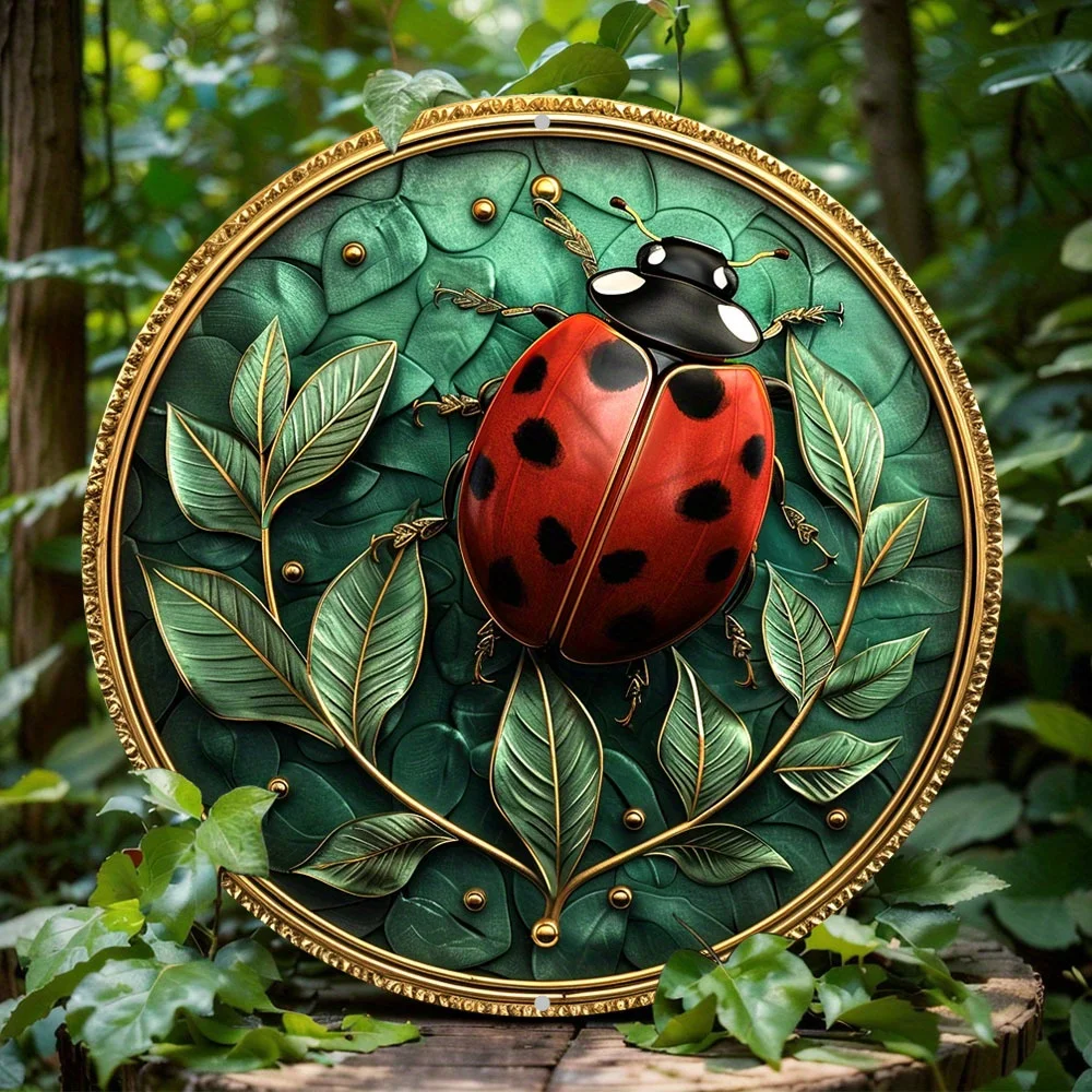 

Seven Star Ladybug Aluminum Metal Sign, Art Deco Style Decoration Plaque, Office, Bar, Home Decor, Ideal Gift for Insect Lovers