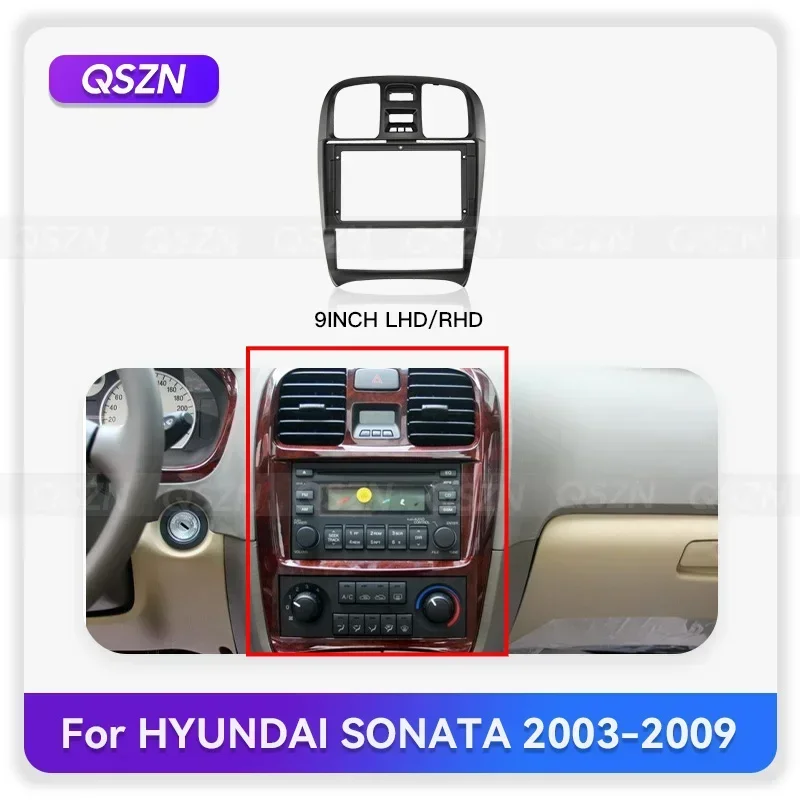 9-inch car radio  for Hyundai Sonata Minoyu 2003-2009 Video Panel Player Audio Dash Dual 2 Din Frame dashboard mounting kit