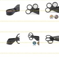 Q2Q4 4x 8x 12x Glass Magnifier Eye Loupe Handheld Foldable Triple Lenses Lens for Coins Jewelry Reading