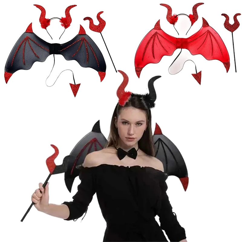 

Halloween Party Cosplay Costume Devil Wing Hair Band Realistic Halloween Styling Decor Props Children Photography Accessories