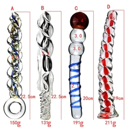 Crystal Glass Spiral Dildos Realistic Dildo Penis Glass Beads G-Spot Anal Butt Plug Adults Erotic Sex toys for Woman Men Couples