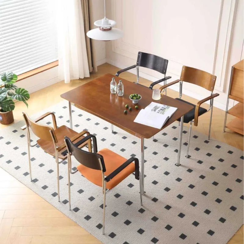 Medieval household dining table, light living room solid wood light luxury high-end small table