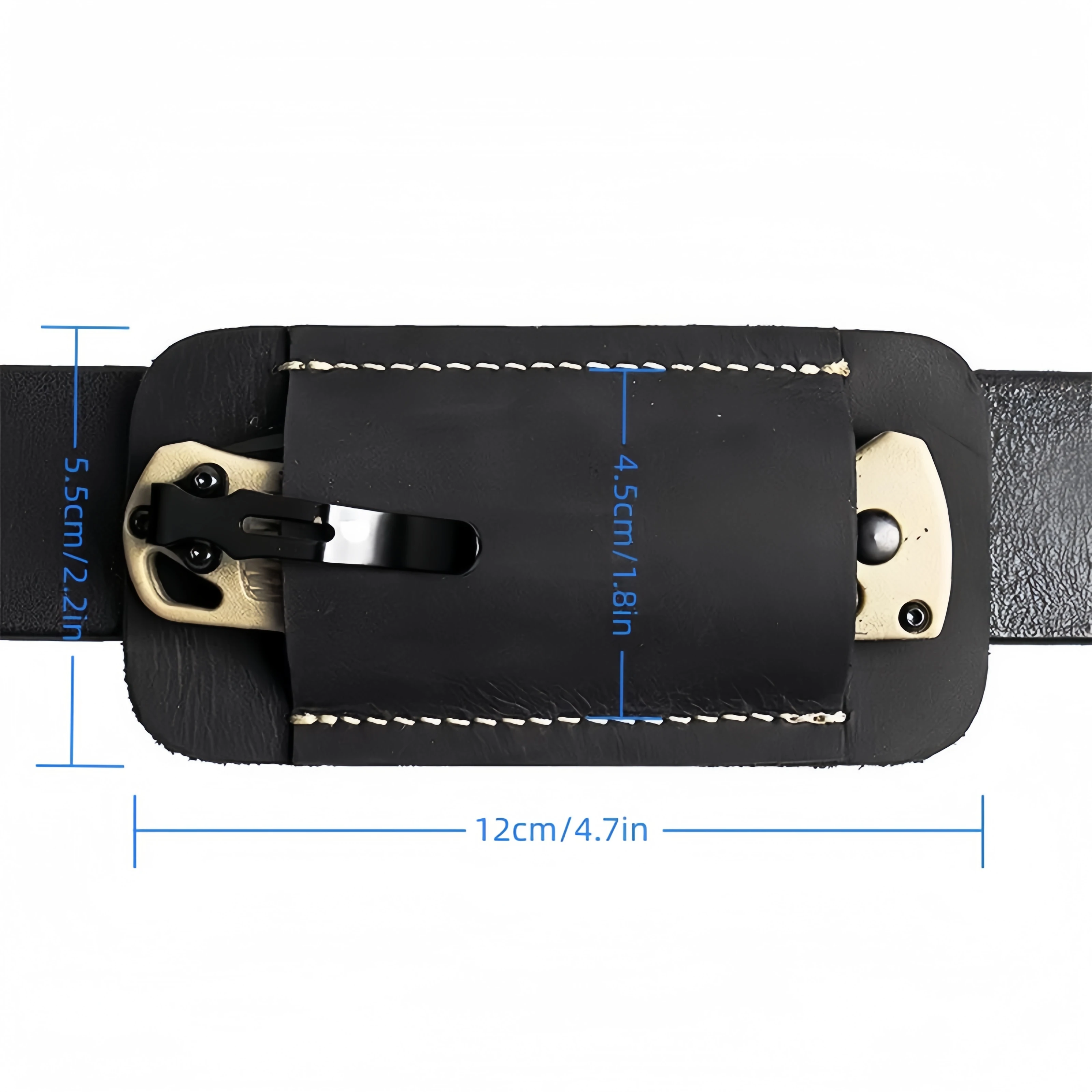 Imagem -06 - Couro Genuíno Edc Pocket Tool Bainha Horizontal Folding Knife Pouch Outdoor Belt Bolsa Armazenamento para Facas