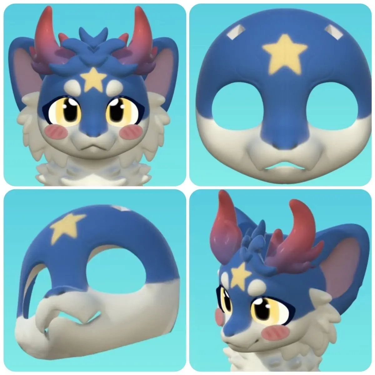 

American Style Base Mask 3D Printing Middle Snout Dragon Kemono Skull Cute Furui Canine Animation Accessories Cos Prop