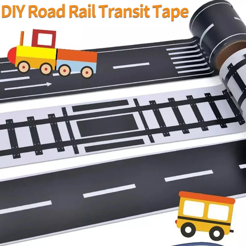 5M Eisenbahn Road Track Szene Band Breite Kreative Verkehrs Straße Abdeckklebeband Papier Klebeband DIY Design Aufkleber Kinder Spielzeug auto Spielen