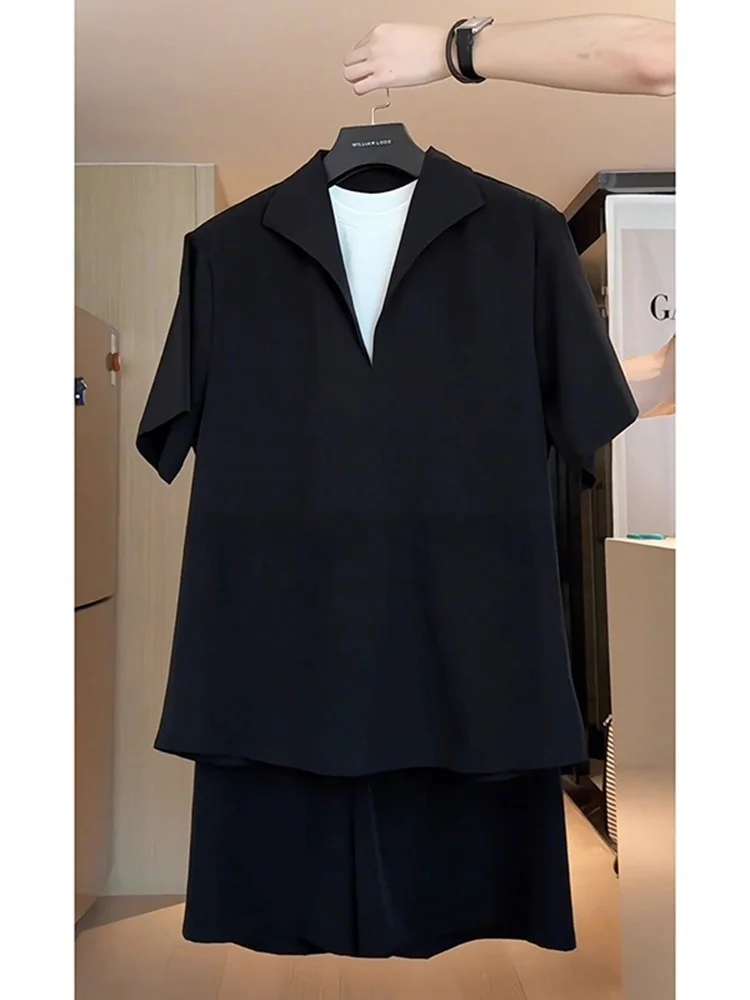 

Bla Linen Silk Men's Summer Lightweight ort Sve orts Set Faionable Classic Sle irt And Pants Youth Suitable