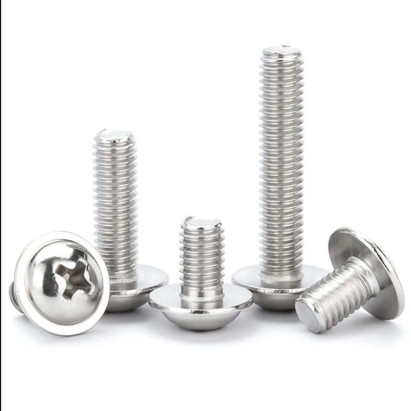 304 Stainless Steel Round Head Screws With Washers Phillips Pan Head Screws And Bolts  M2 M2.5 M3 M4 M5