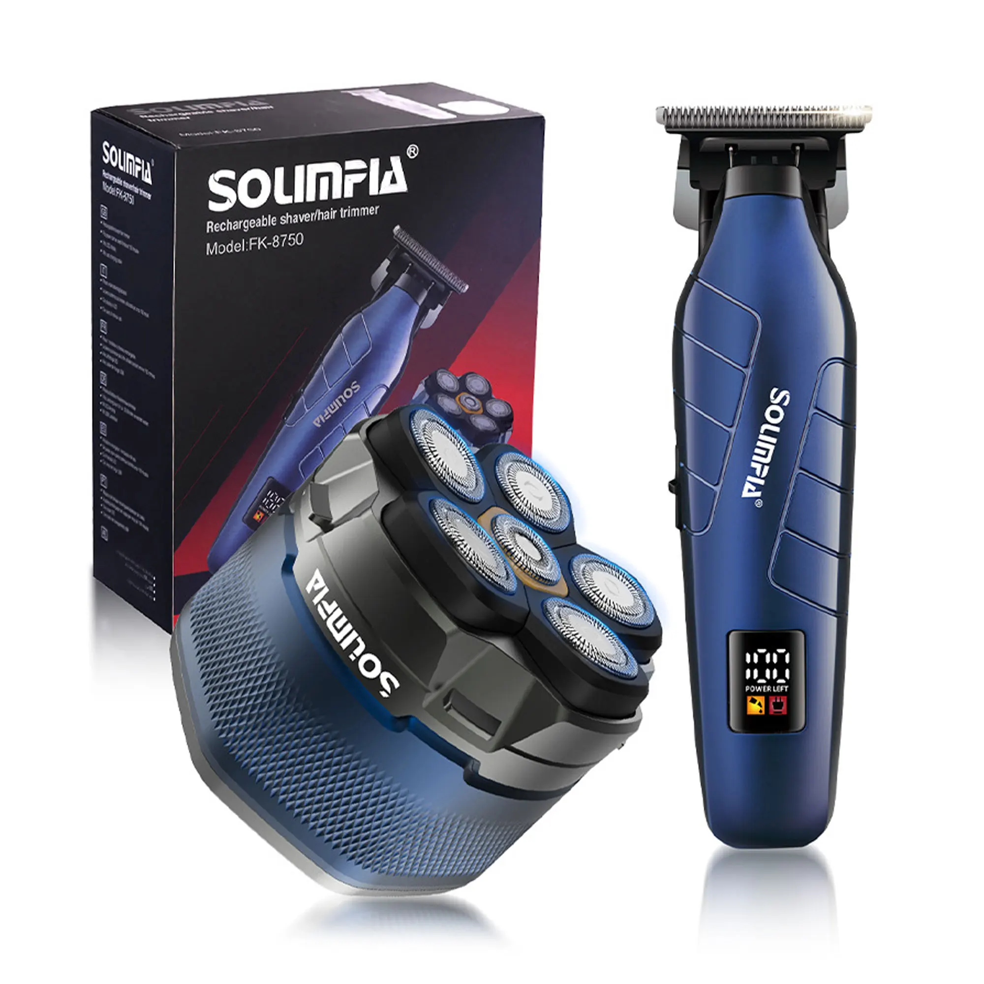 Solimpia 6D-Rasierer mit Glatze, magnetische schwimmende Klinge, wasserdicht, Typ C, schnelles Aufladen, Überzeese-Verefüllung