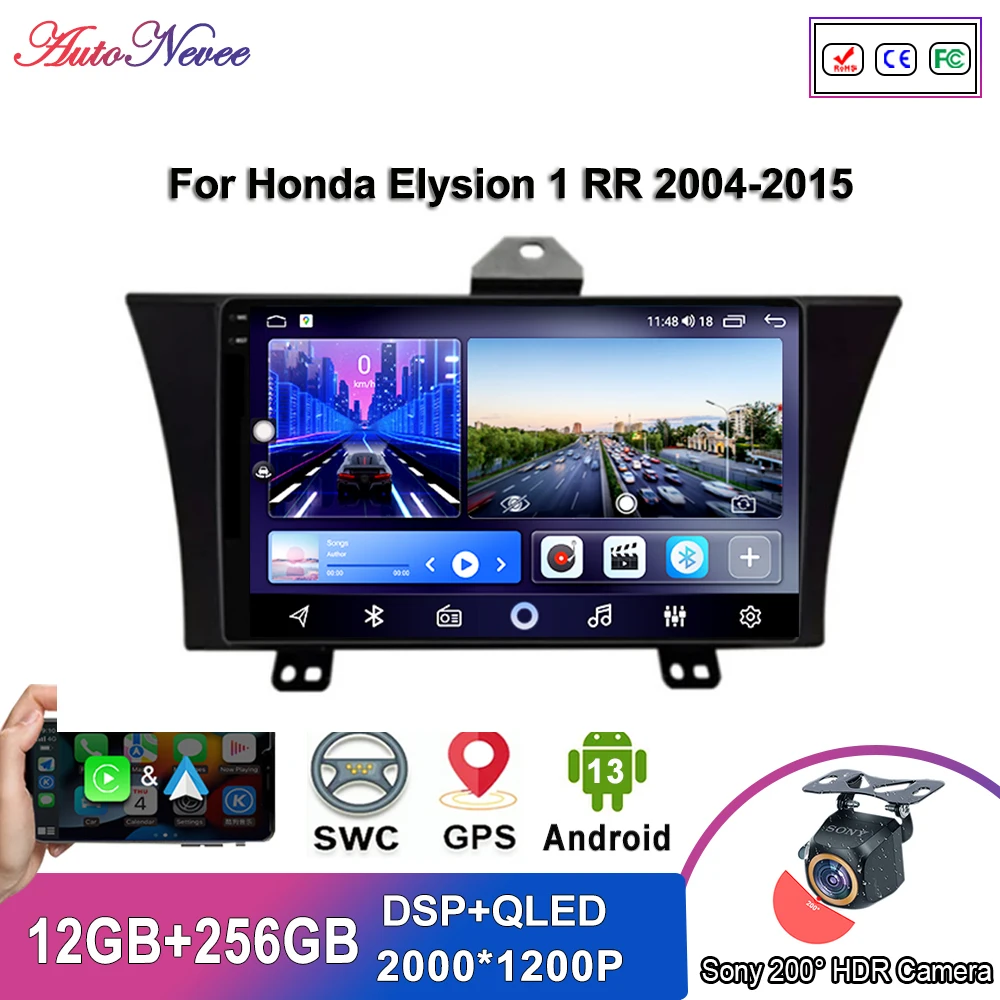 Android 14 Multimedia For Honda Elysion 1 RR 2004 - 2015 GPS Navigation Auto Radio Stereo Head Unit No 2din DVD Dash Cam 5G HDR