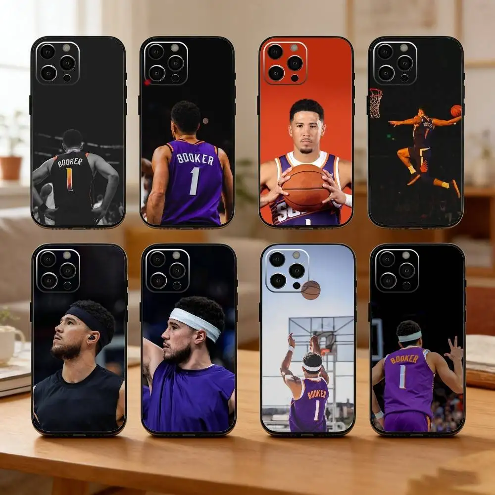 

Basketball D-Devin B-Booker Phone Case For iPhone17,16,15,14,13,12 Plus,Max Soft Silicone Black Cover
