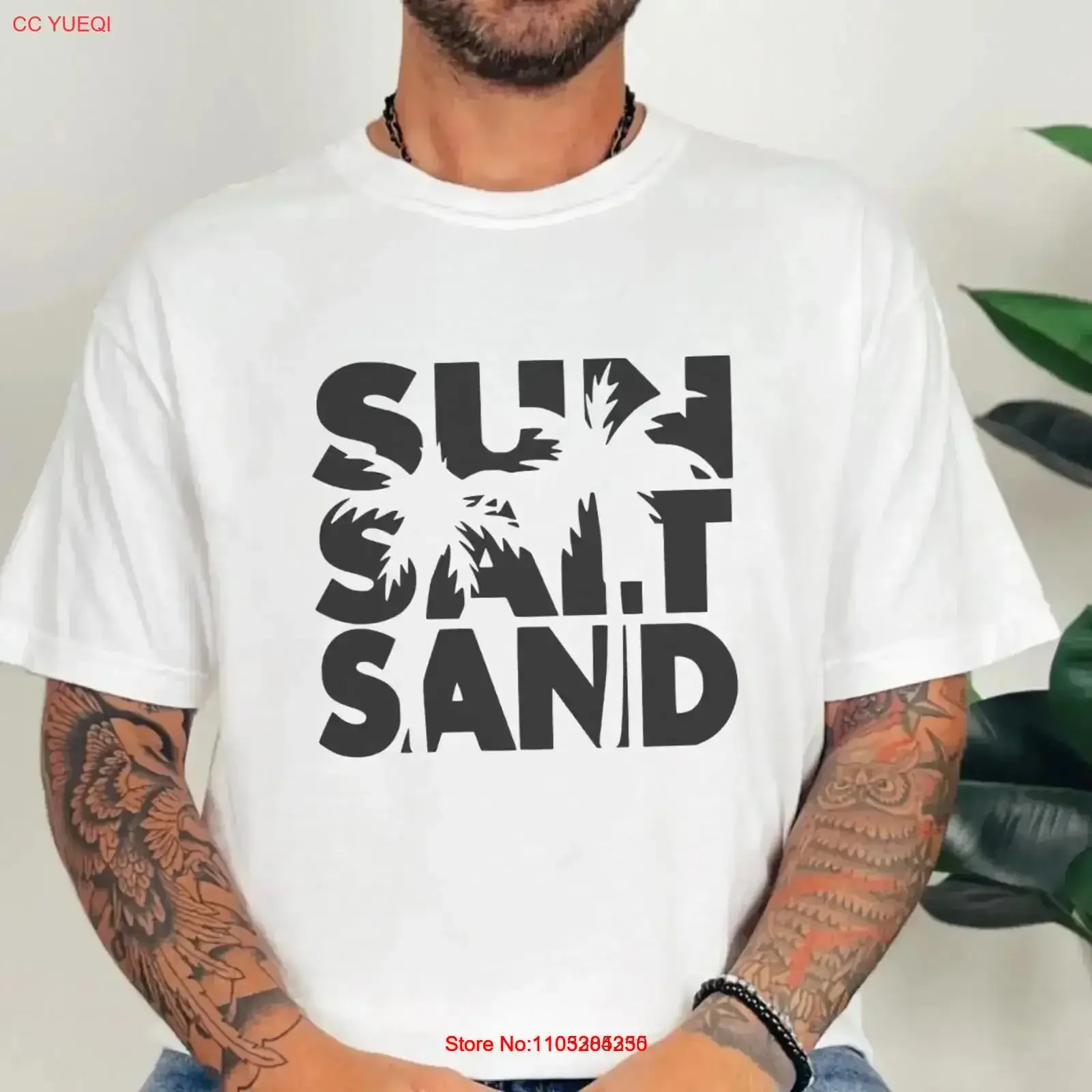 Retro Beach T Shirt Sun Salt Sand For Summer Vacation 1717 vintage Washed designer clothes Versatile fashion Slightly Soft