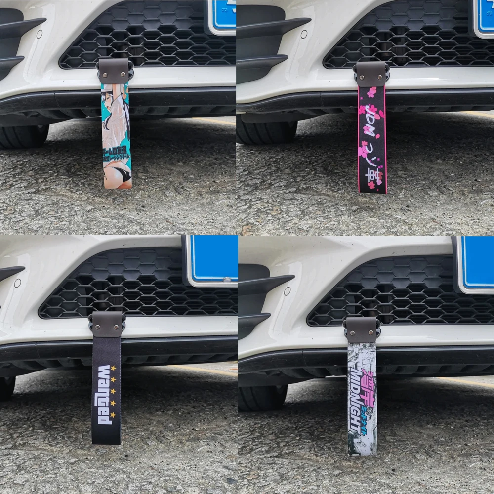 Cintura da traino per moto per auto Cintura da traino stile JDM Corda da traino Nastro Corde per rimorchio Paraurti Accessori pendenti per cinghia da traino per incollare universale