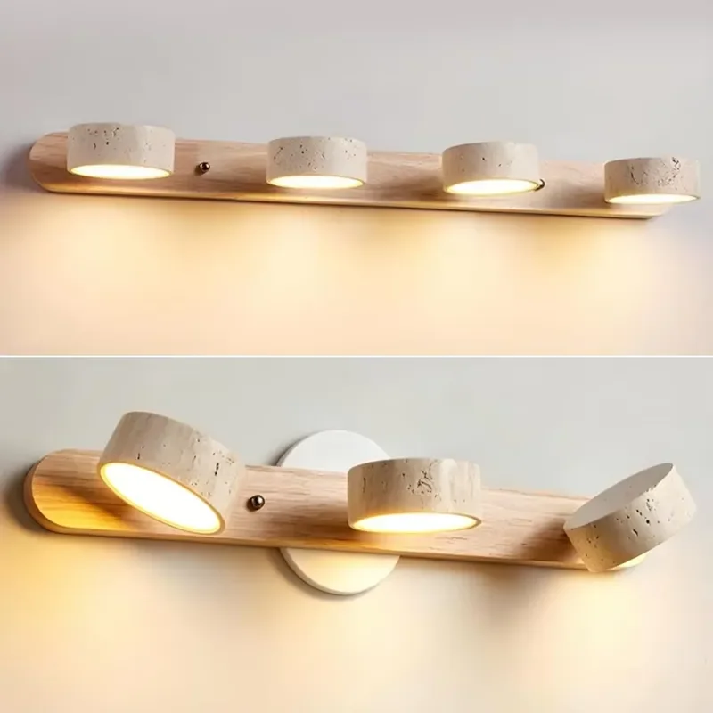 Nordic Natural Limestone Wall Lamp 4 Head Rotatable Linear LED Light for Bedroom Mirror Interior Decor Modern Style Fixture