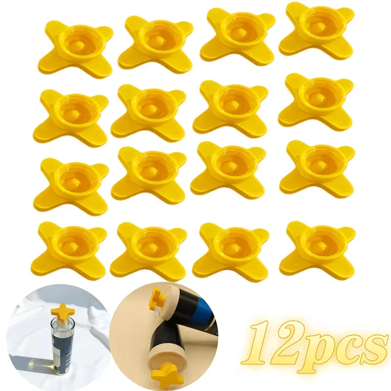 12pcs Cross-shaped Plastic Tube Caps Reusable Standard Threaded Dispensing Tip Protectors Universal Fit Sealing Caps for Filling