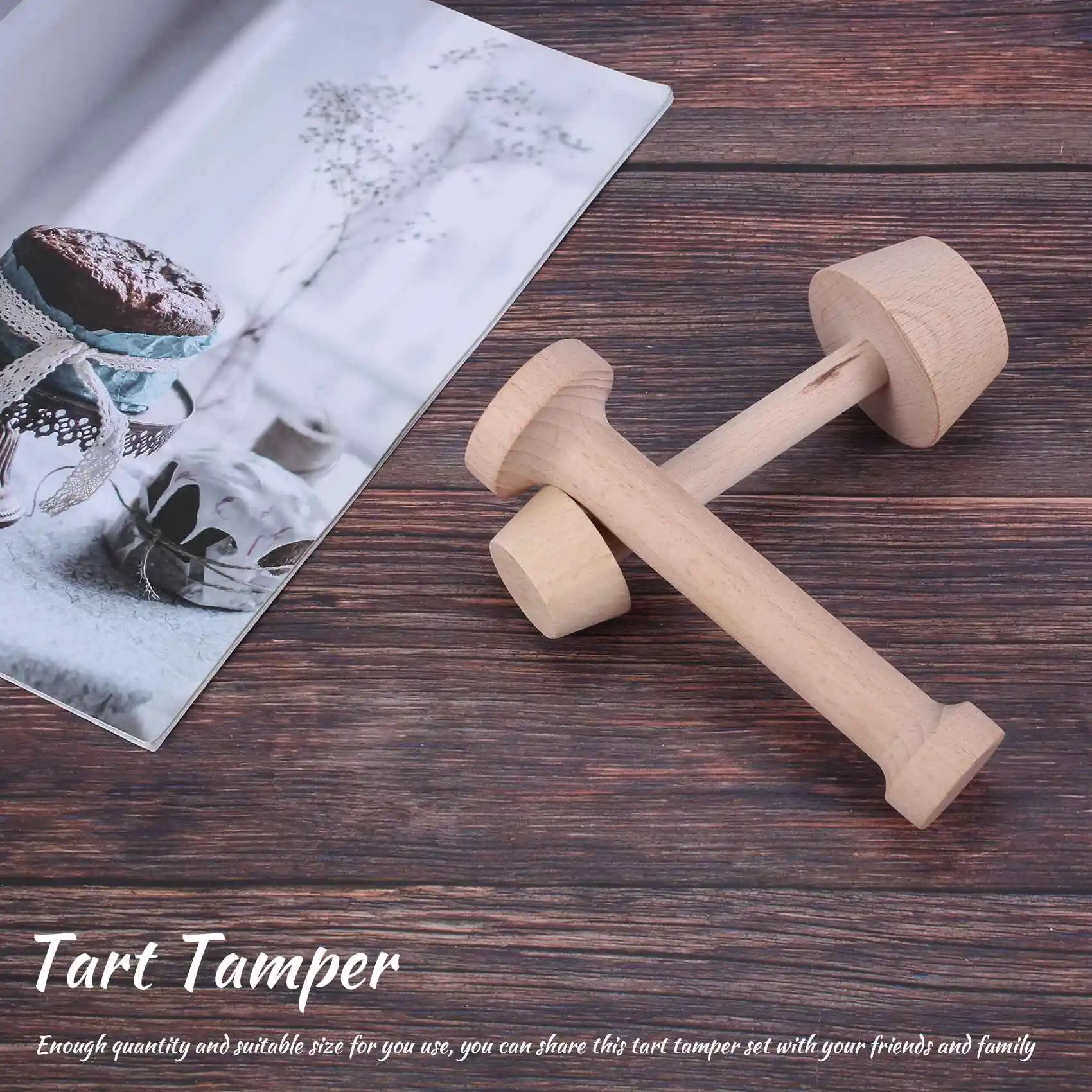 2 Pieces Wooden Tart Tamper Set Tart Pan Wooden Molds Egg Tarts Tamper Pastry Tools Tart Tamper DIY Cake Pastry Tools Limited Ti