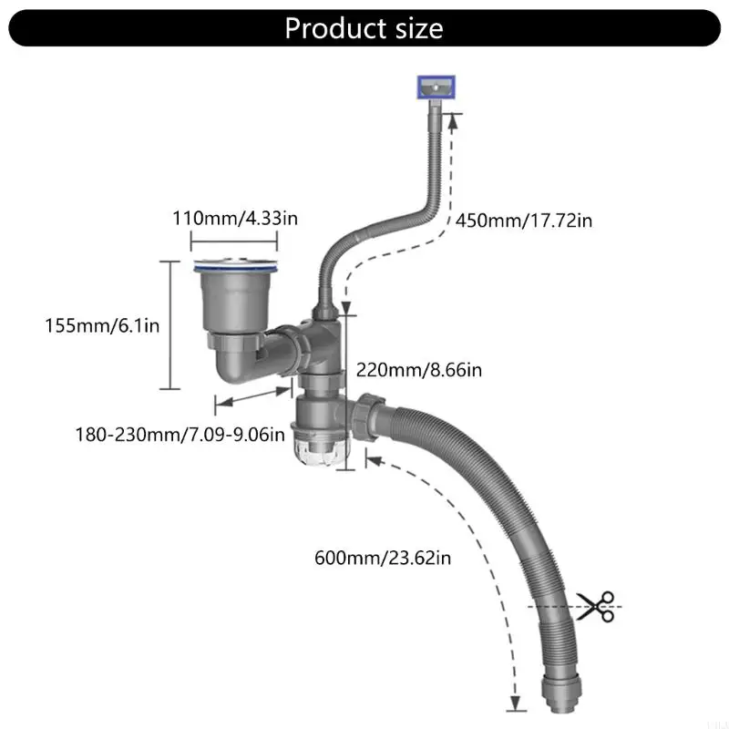 U4LA Portabel Portabel Menyimpan Plastik Dapur Sink Tiris Set Menampilkan Pencegah Backflow Jelas dan Desain Pipa Fleksibel