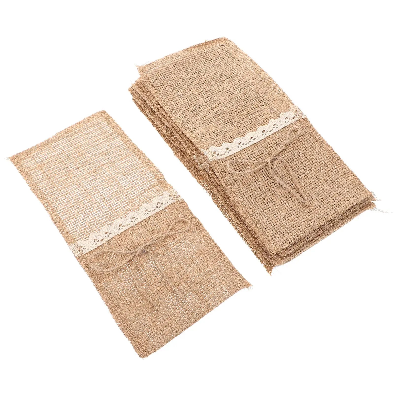 

Burlap Lace Cutlery Pockets Tableware Bags Kitchen Utensils Holder Vintage Decorations Washable Reusable Storage Pouches Holiday