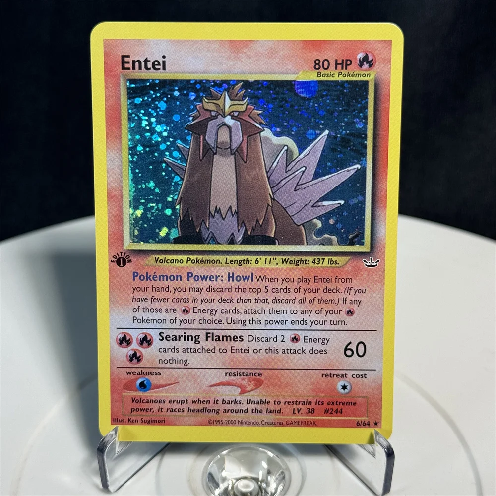entei pokemon card 6 64 (6/64) [Neo Revelation] discard 1 Fire Energy card from Entei Holographic Pokemon Flash Cards Neo